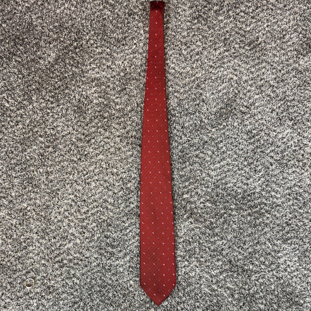 Vintage Ermenegildo Zegna Silk Tie Red Geometric Pattern Made in Italy